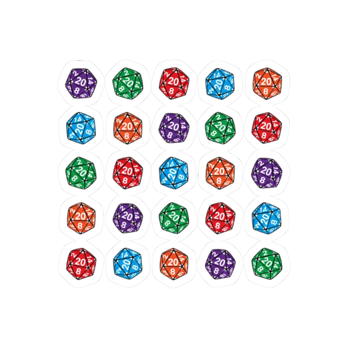 D20 Dice Linear Pattern Sticker | Minimalist RPG Gamer Vinyl Decal - alternate angle 3, merchandise